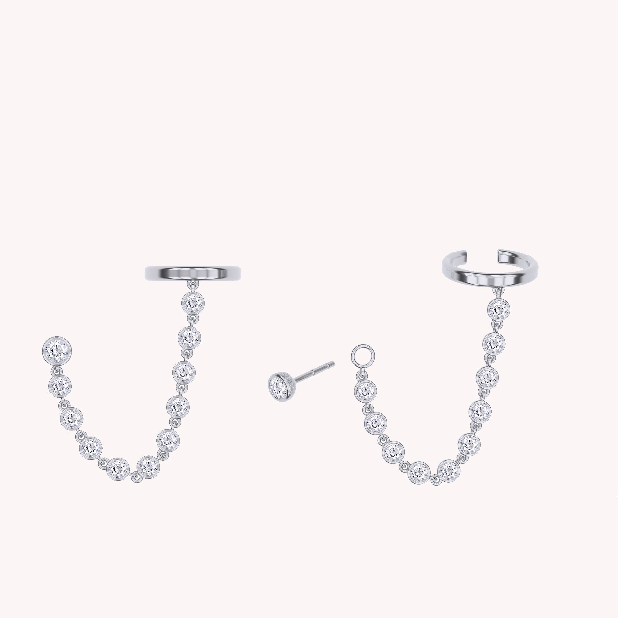 Lab Grown Diamond Yard Ear Cuff Earrings