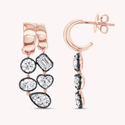 Two Tone Dangle Drop Chain Earring Multi Shape Lab Created Moissanite