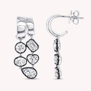 Two Tone Dangle Drop Chain Earring Multi Shape Lab Created Moissanite