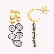 Two Tone Dangle Drop Chain Earring Multi Shape Lab Created Moissanite