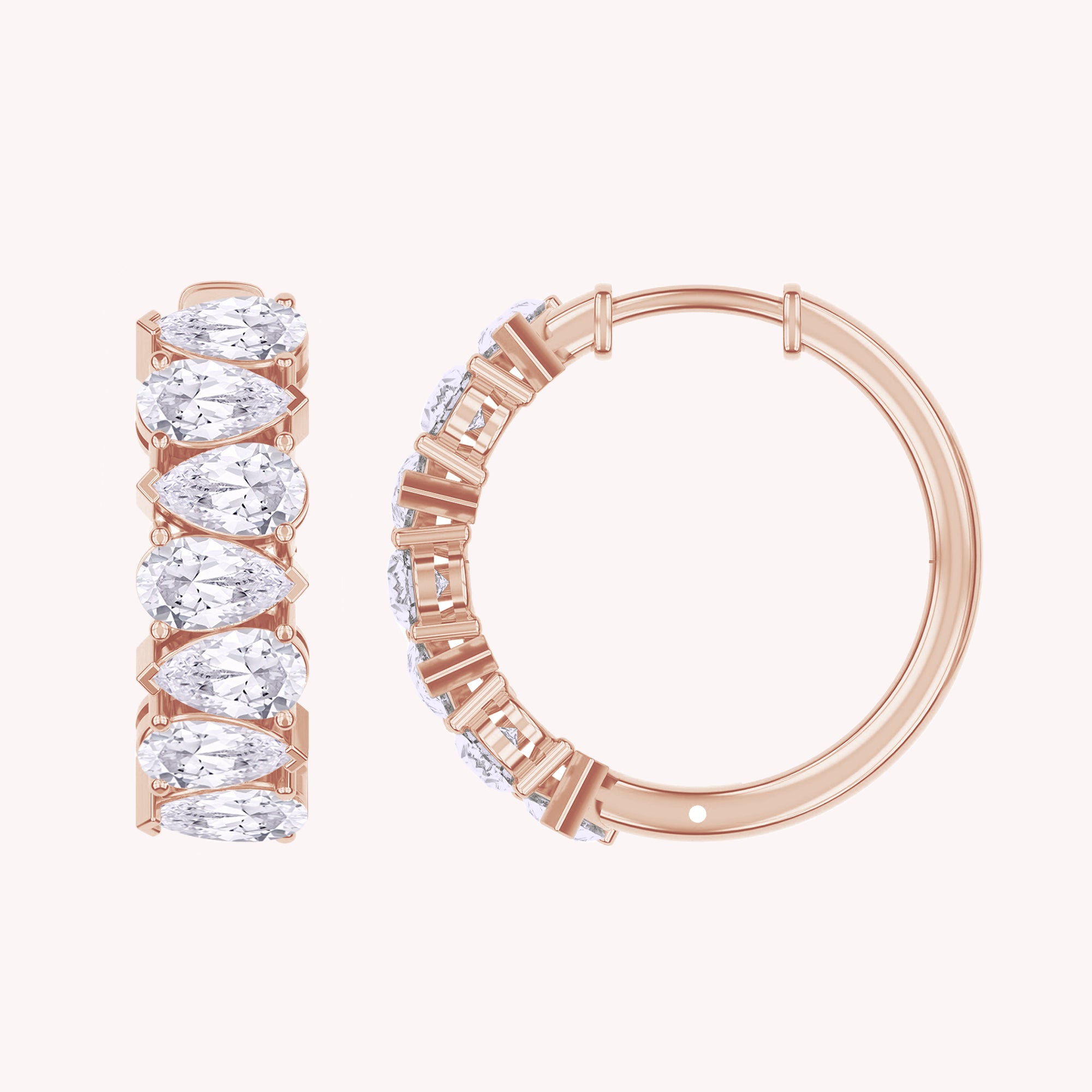 Pear Cut 2.80 Carat Lab Grown Diamond Huggie Hoop Earrings