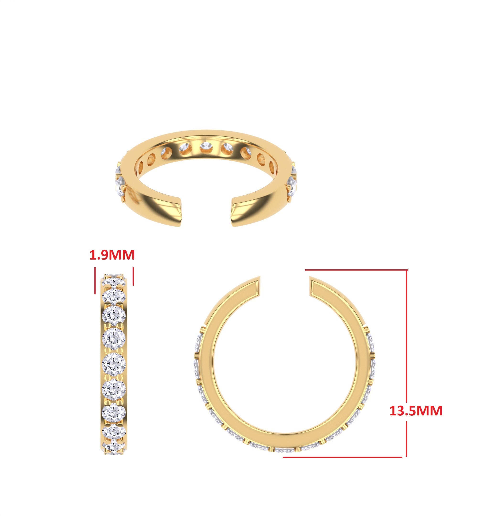 Lab Created Moissanite Single Cuff Earring