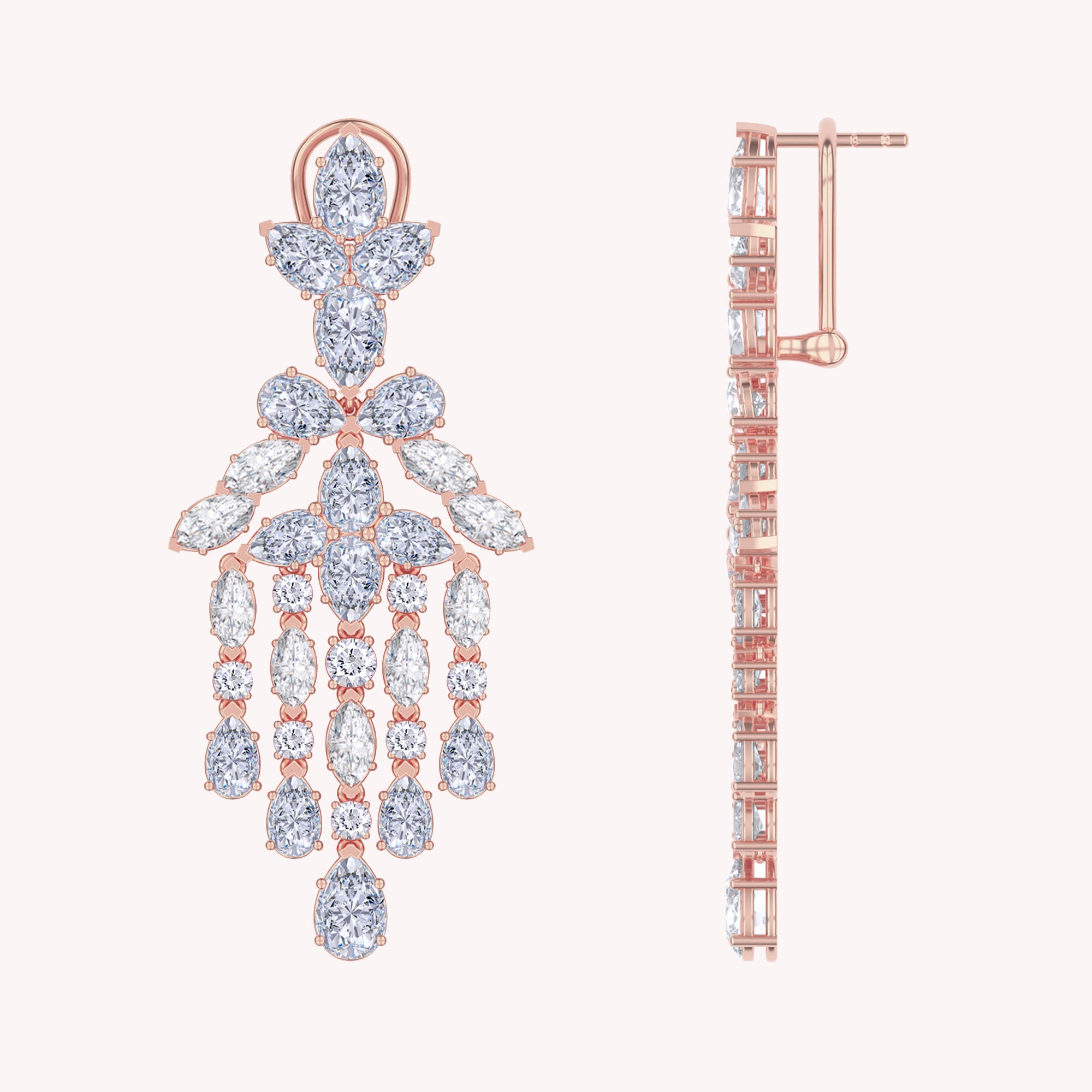 Multi Shape Lab Created Moissanite chandelier earrings