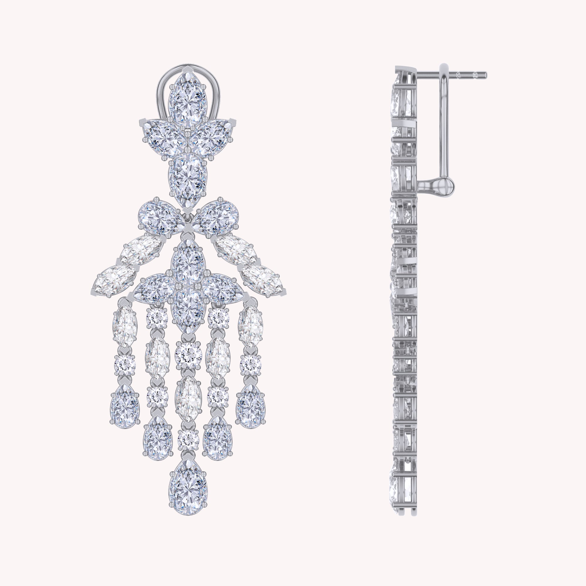 Multi Shape Lab Created Moissanite chandelier earrings