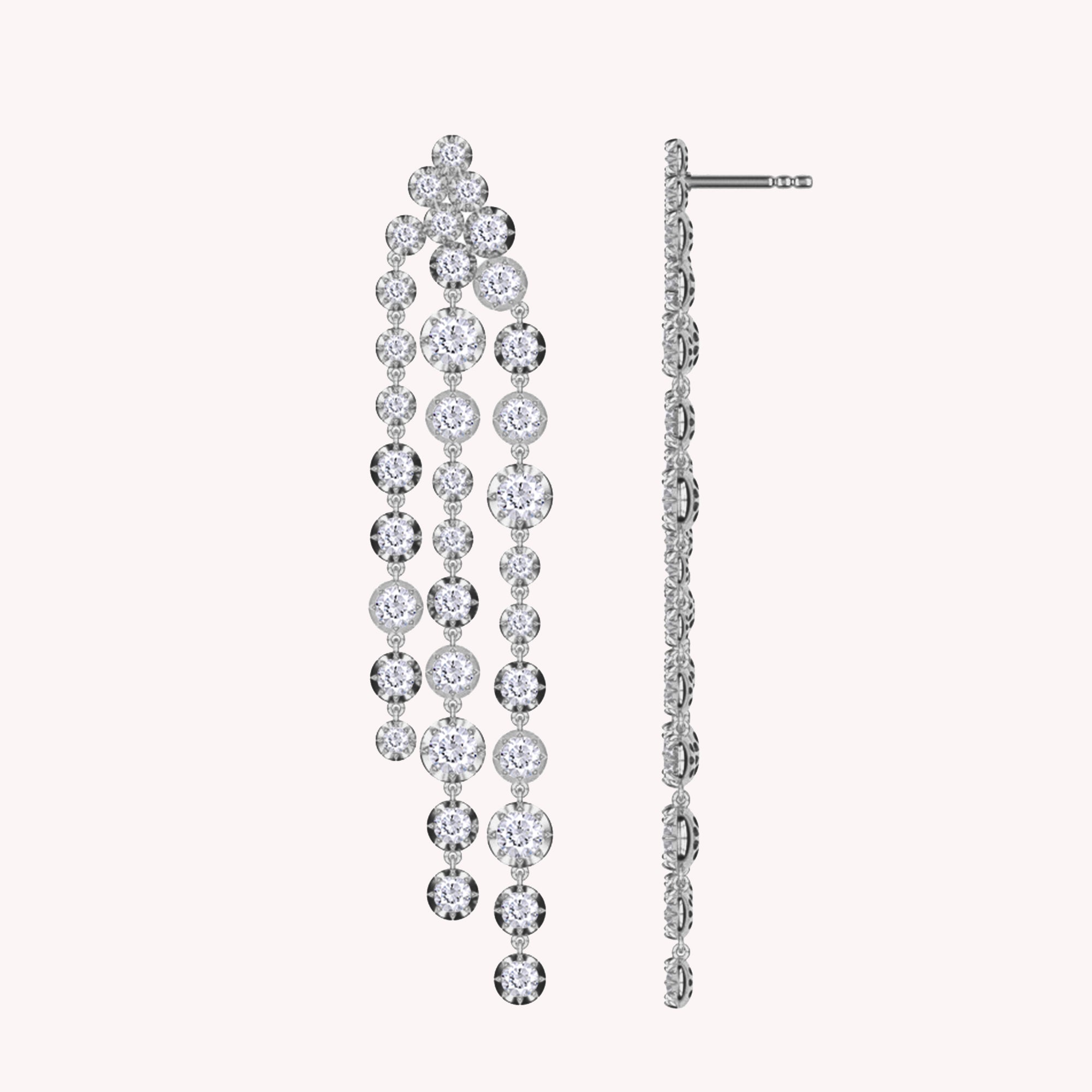 Round Shape 4.00 Carat Lab Grown Diamond Chandelier Drop Earrings