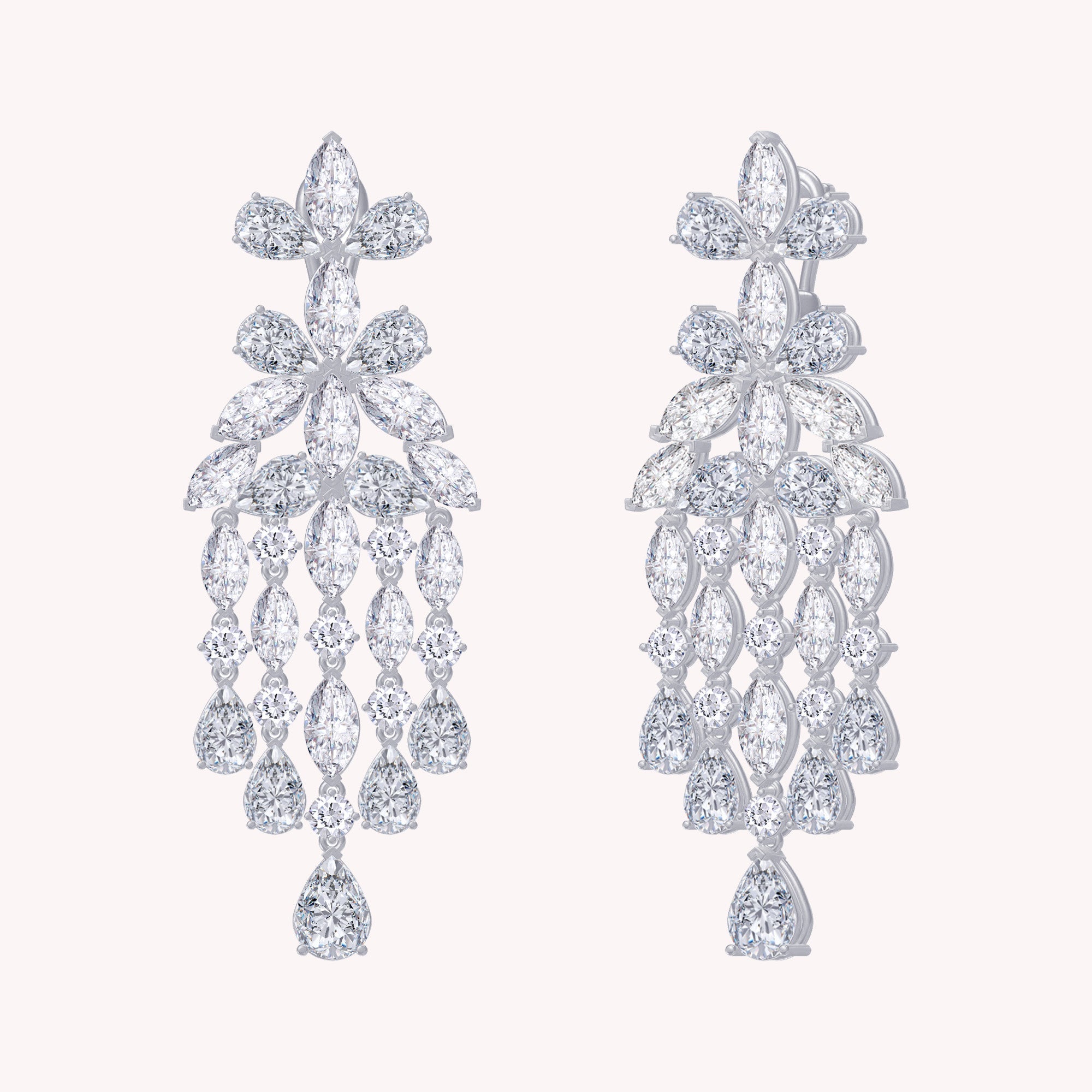 Multi Shape 15.10 Carat Lab Created Moissanite Chandelier Earrings