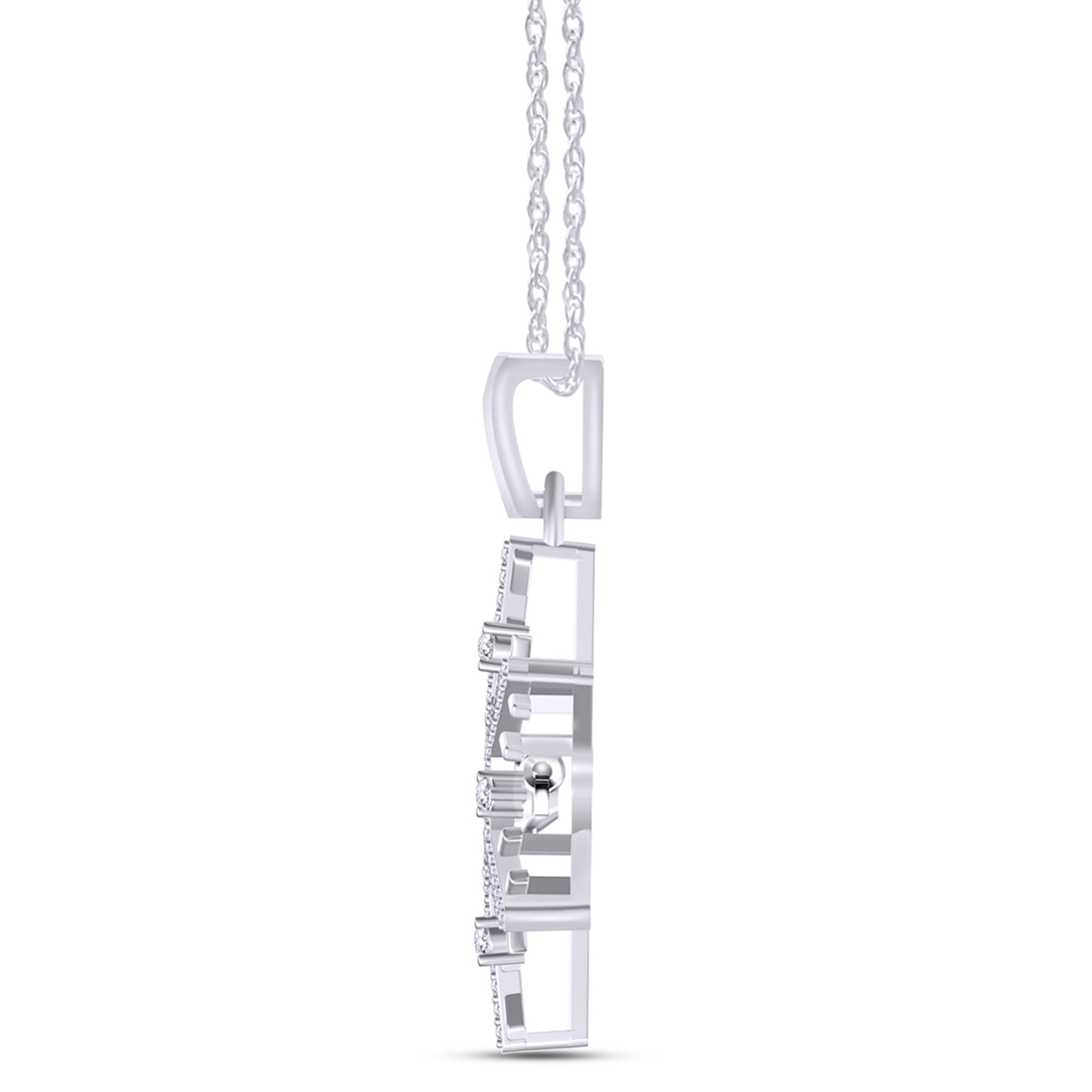0.17 Carat Round Cut Natural White Diamond Snowflake Pendant Necklace For Women In 925 Sterling Silver
