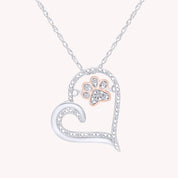 Paw Heart Two Tone Natural Diamond Necklace