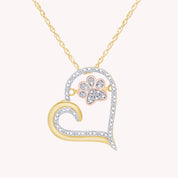 Paw Heart Two Tone Natural Diamond Necklace