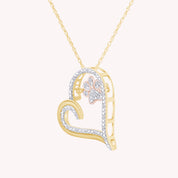 Paw Heart Two Tone Natural Diamond Necklace