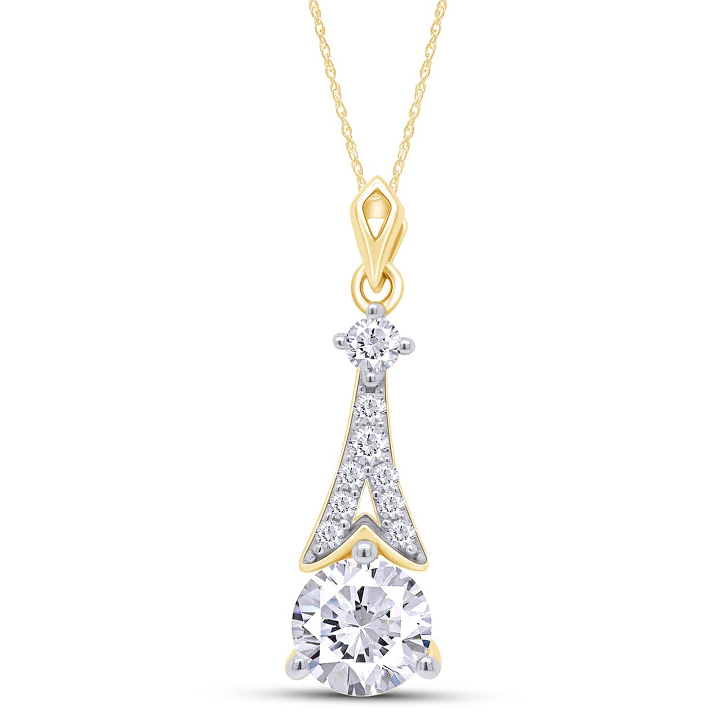 1 3/4 Carat Lab Created Moissanite Diamond Teardrop Pendant Necklace In 10K Solid Gold For Womens (1.75 Cttw)