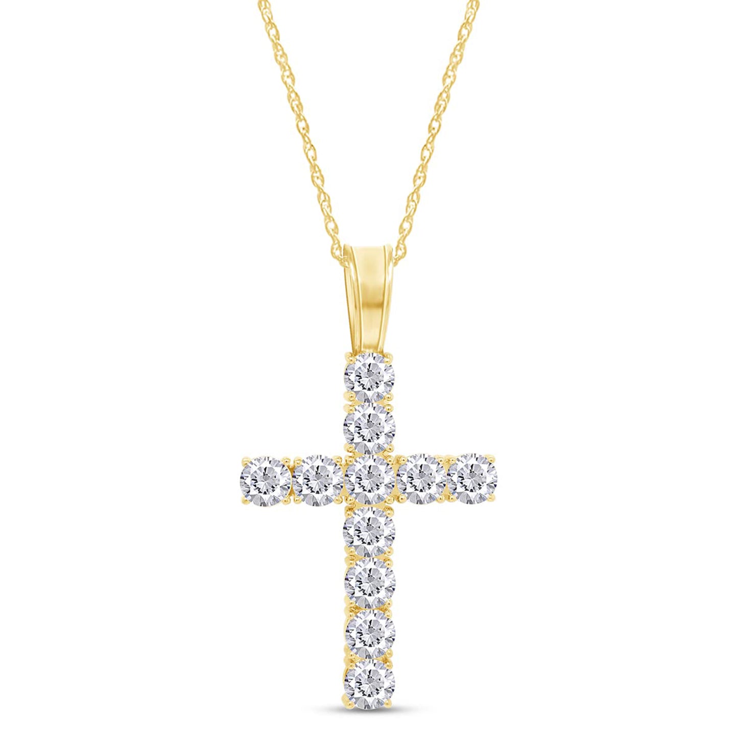 Load image into Gallery viewer, 8 1/4 Carat Lab Created Moissanite Diamond Men&amp;#39;s Cross Pendant Necklace In 10K Solid Gold (8.25 Cttw)
