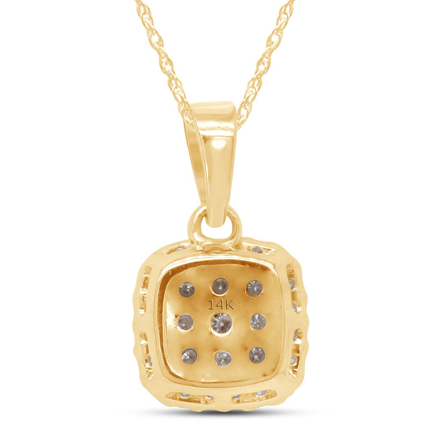 1/3 Carat Lab Created Moissanite Diamond Cluster Pendant Necklace in 10K or 14K Solid Gold For Women (0.33 Cttw)