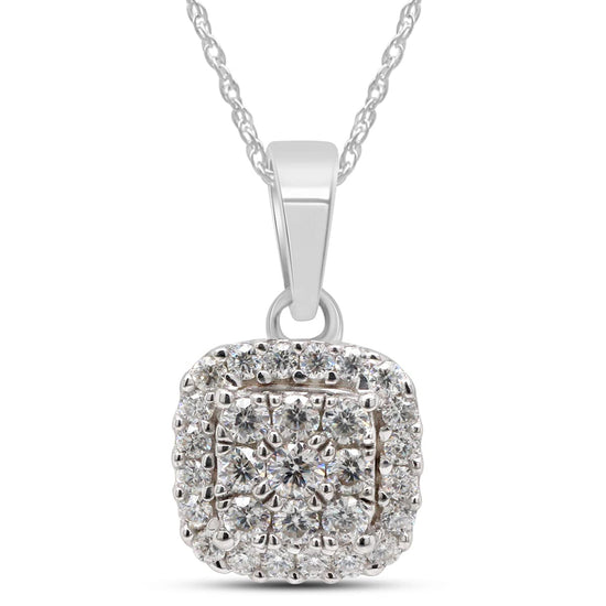 Load image into Gallery viewer, 1/3 Carat Lab Created Moissanite Diamond Cluster Pendant Necklace in 10K or 14K Solid Gold For Women (0.33 Cttw)
