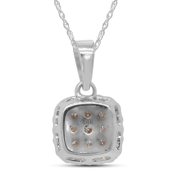 1/3 Carat Lab Created Moissanite Diamond Cluster Pendant Necklace in 10K or 14K Solid Gold For Women (0.33 Cttw)