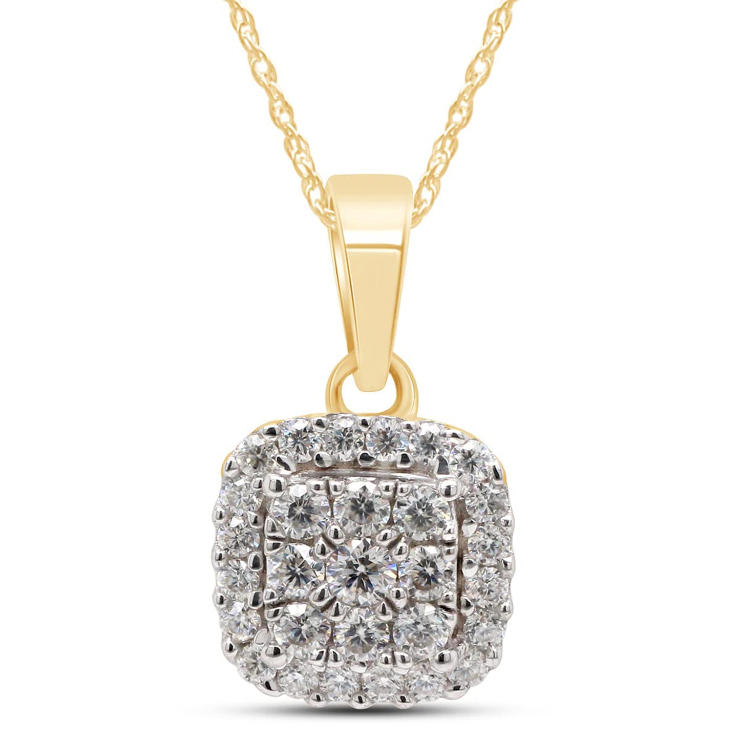 Load image into Gallery viewer, 1/3 Carat Lab Created Moissanite Diamond Cluster Pendant Necklace in 10K or 14K Solid Gold For Women (0.33 Cttw)
