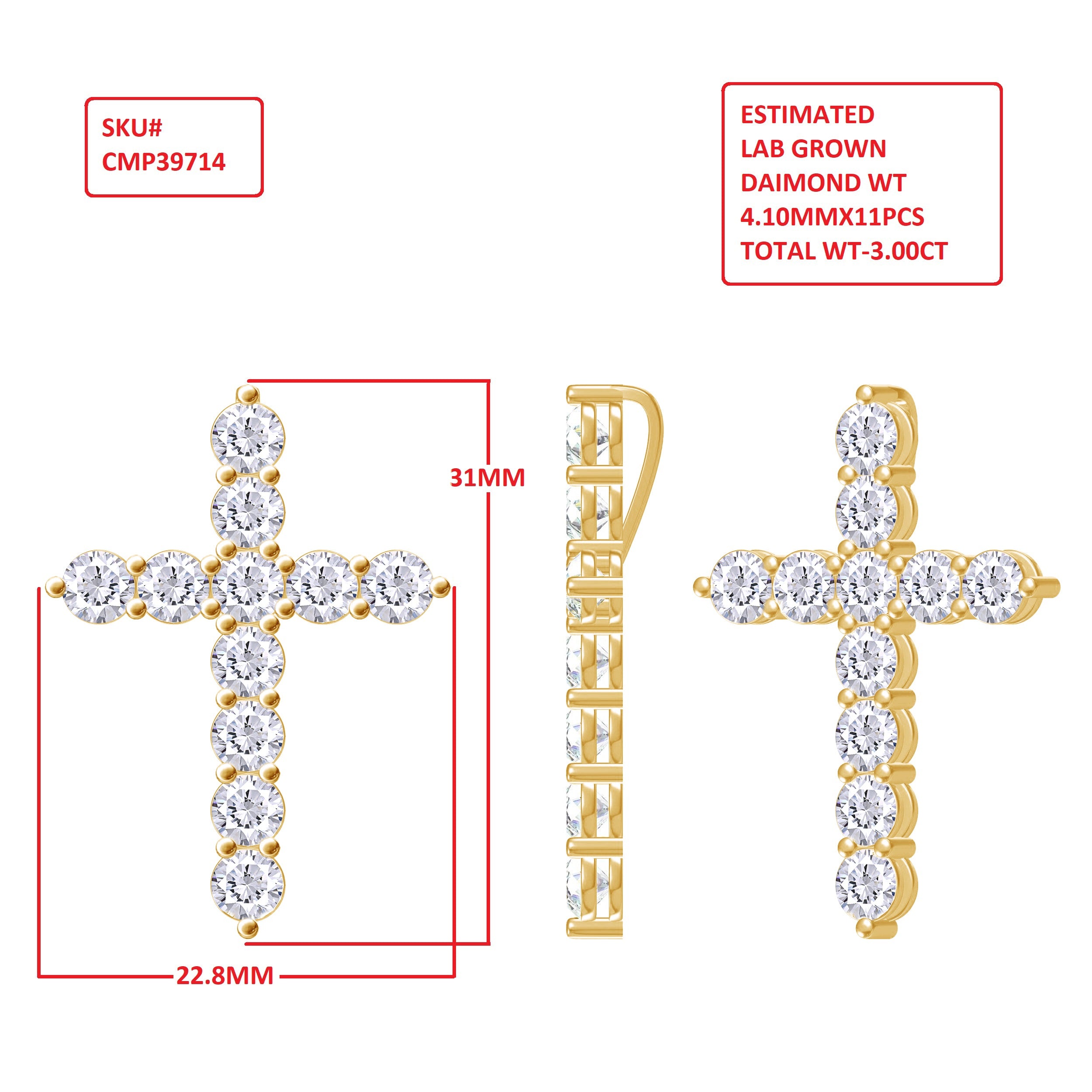 Cross Pendant In Lab Grown Diamond