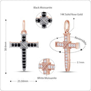 Black & White Lab Created Moissanite Jesus Christ Reversable Pendant