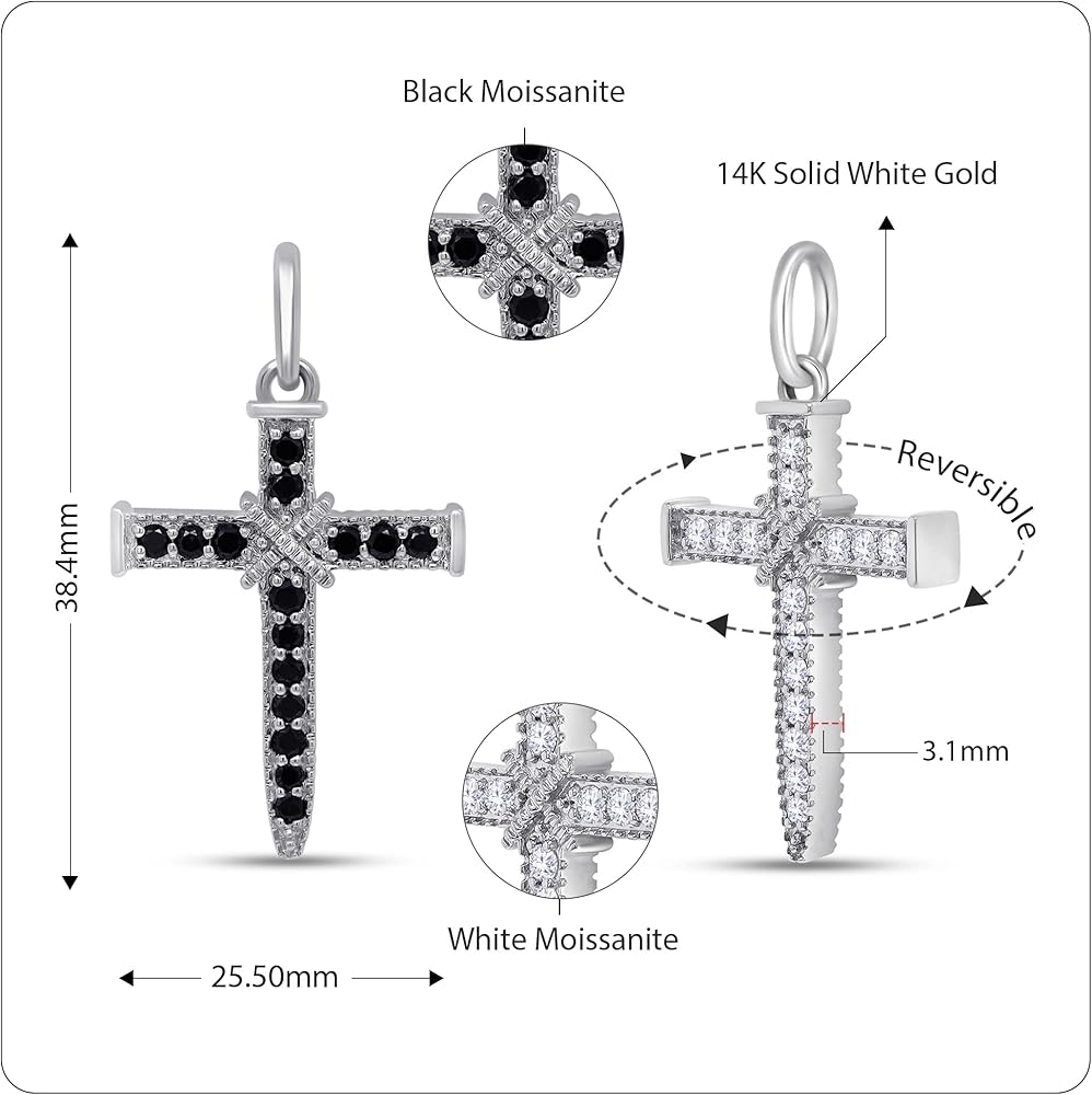 Black & White Lab Created Moissanite Jesus Christ Reversable Pendant