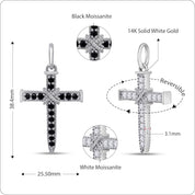 Black & White Lab Created Moissanite Jesus Christ Reversable Pendant
