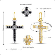 Black & White Lab Created Moissanite Jesus Christ Reversable Pendant