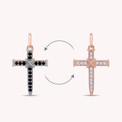 Black & White Natural Diamond Jesus Christ Reversable Pendant