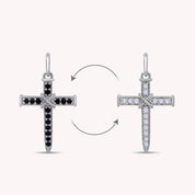 Black & White Natural Diamond Jesus Christ Reversable Pendant
