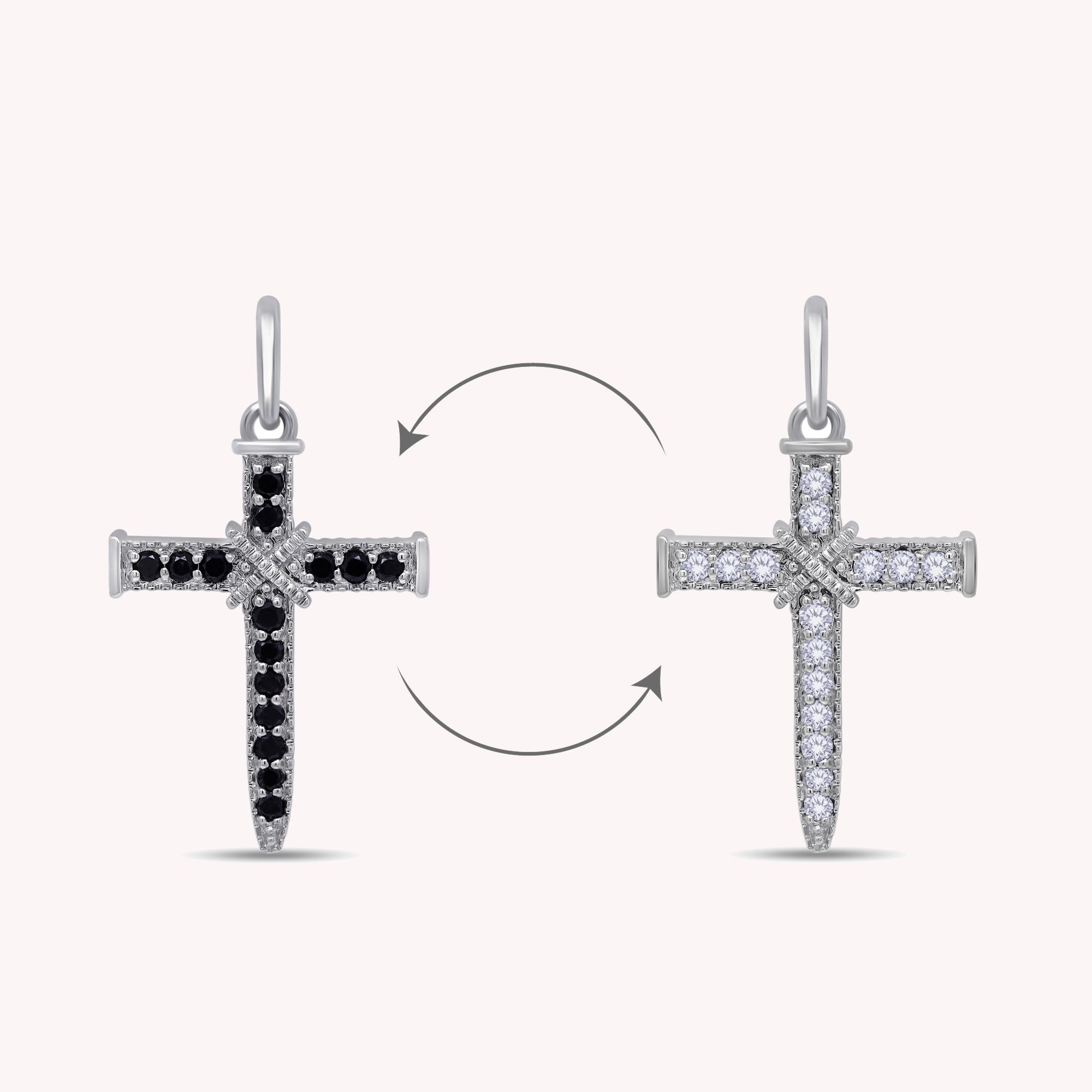 Black & White Natural Diamond Jesus Christ Reversable Pendant