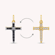 Black & White Natural Diamond Jesus Christ Reversable Pendant
