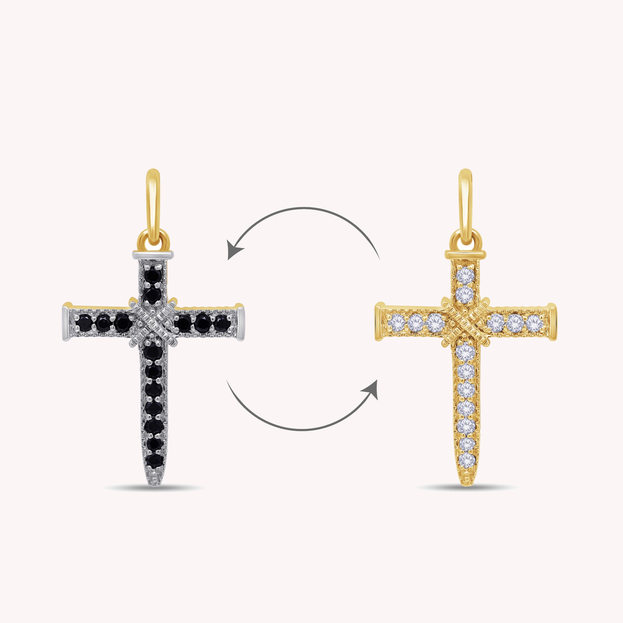 Black & White Natural Diamond Jesus Christ Reversable Pendant