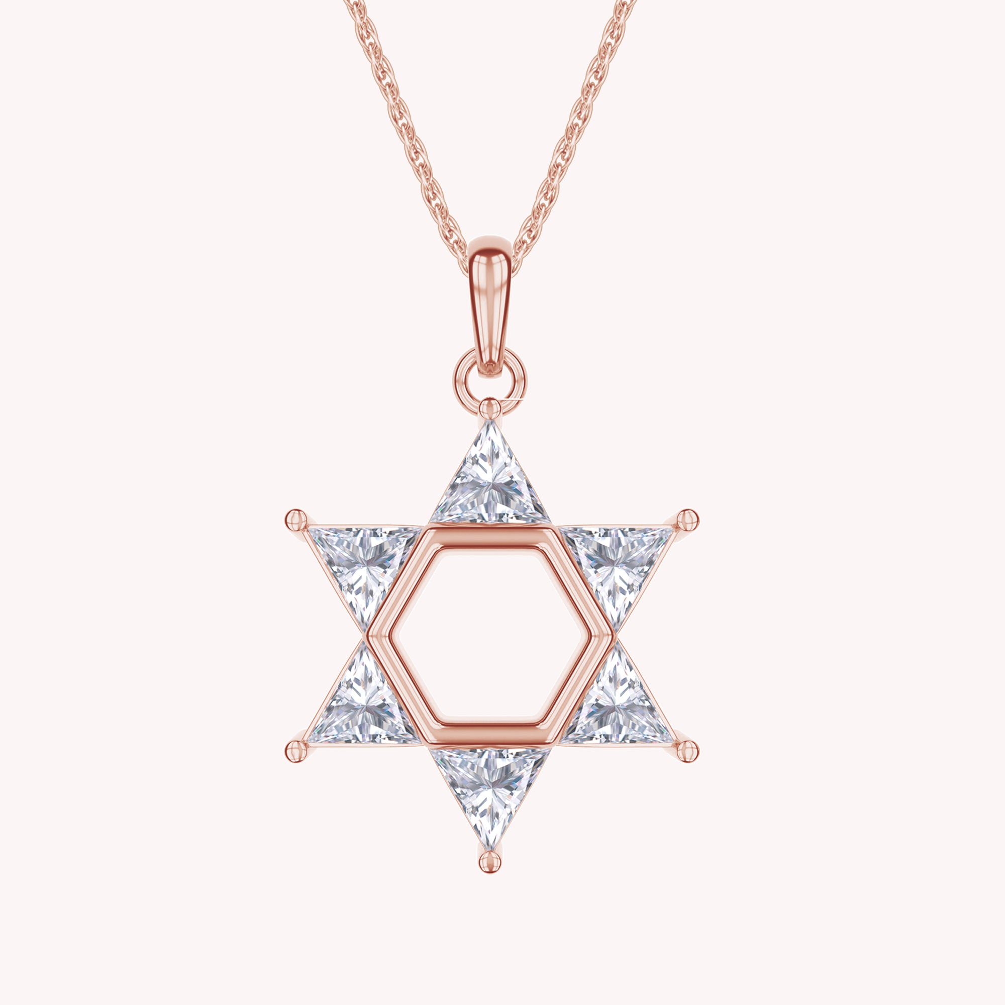Star of David Pendant Necklace studded with Cubic Zirconia