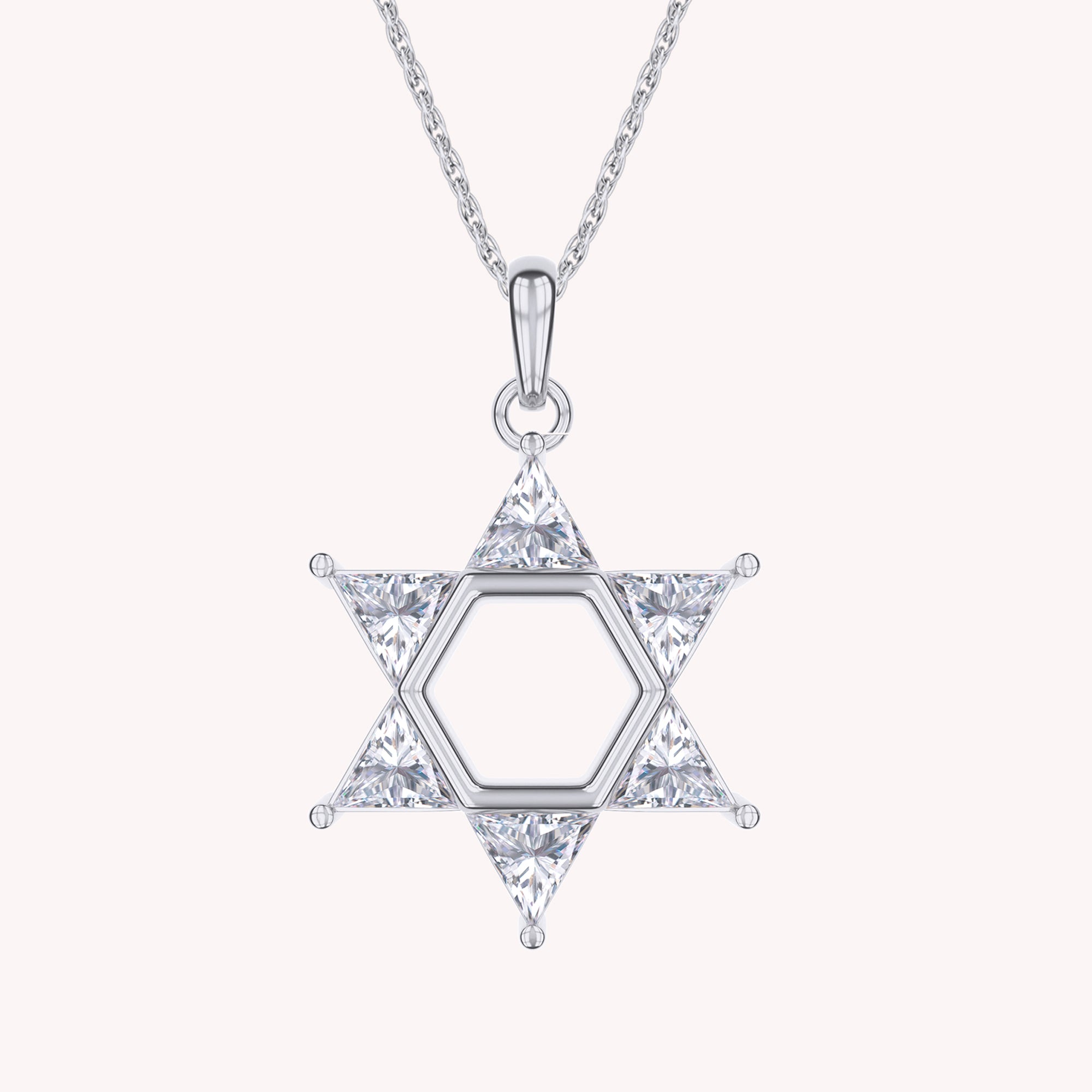 Star of David Pendant Necklace studded with Cubic Zirconia