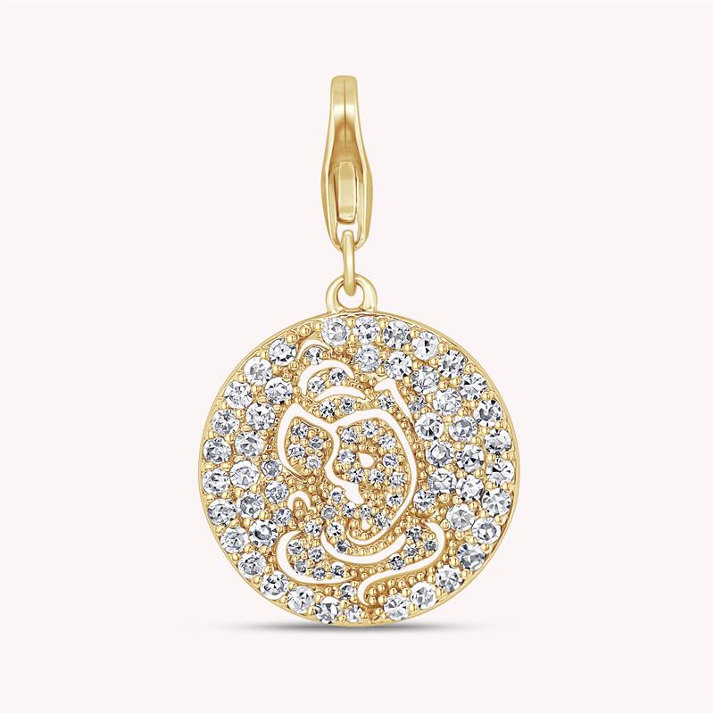 Round Shape Lab Grown Diamond Shri Ganesh Charm Pendant