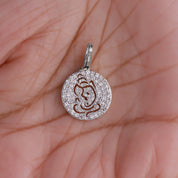 Round Shape Lab Grown Diamond Shri Ganesh Charm Pendant