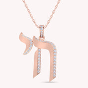 White Cubic Zirconia Chai Pendant Necklace