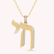 White Cubic Zirconia Chai Pendant Necklace