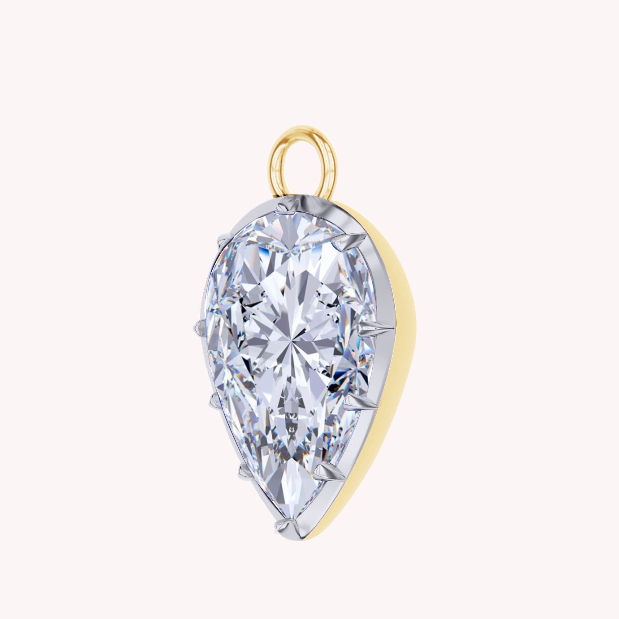 Pear Shape Lab Created Moissanite Two Tone Pendant