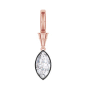 Solitaire Charm Two Tone Pendant Marquise Shape 4.00 Carat Lab Created Moissanite