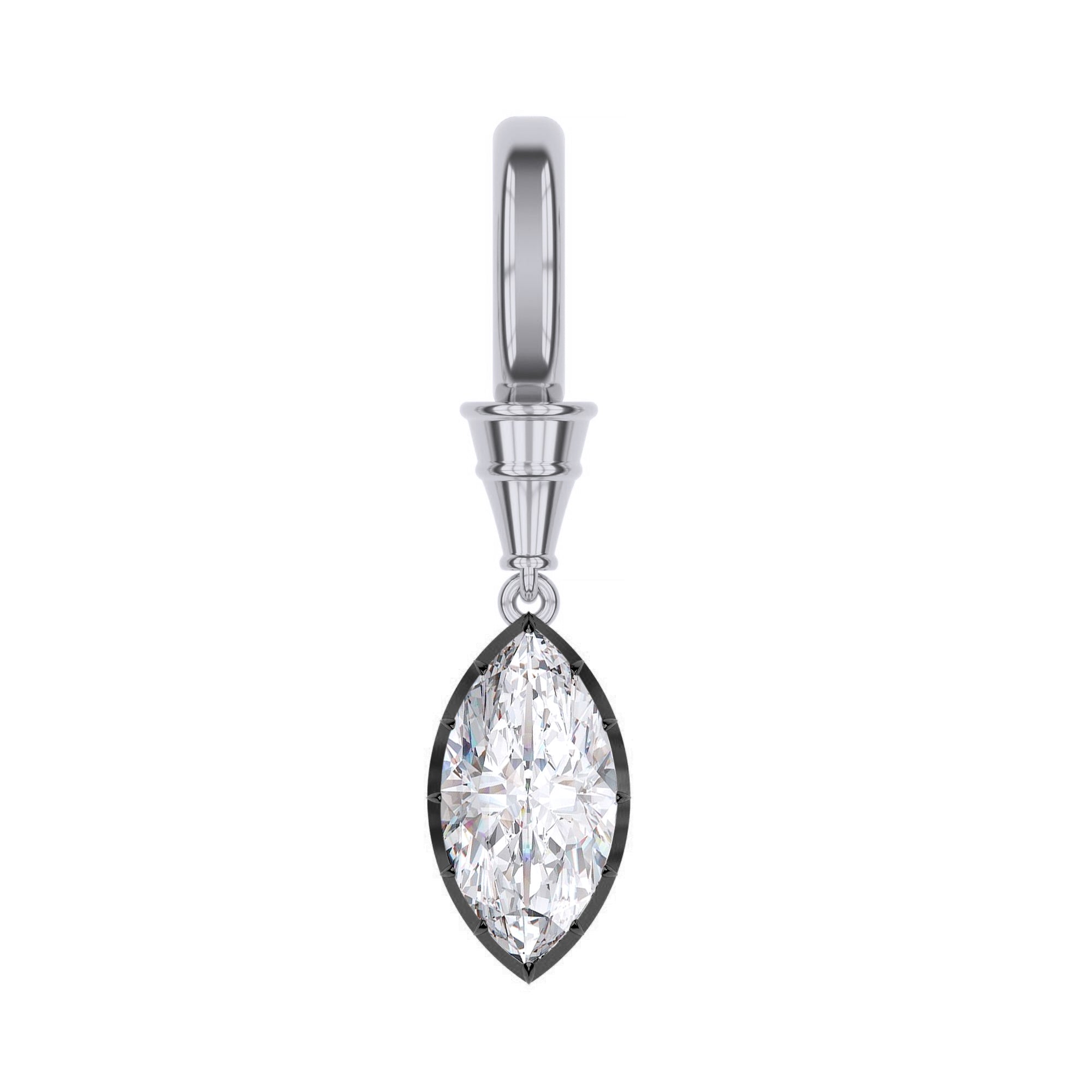 Solitaire Charm Two Tone Pendant Marquise Shape 4.00 Carat Lab Created Moissanite