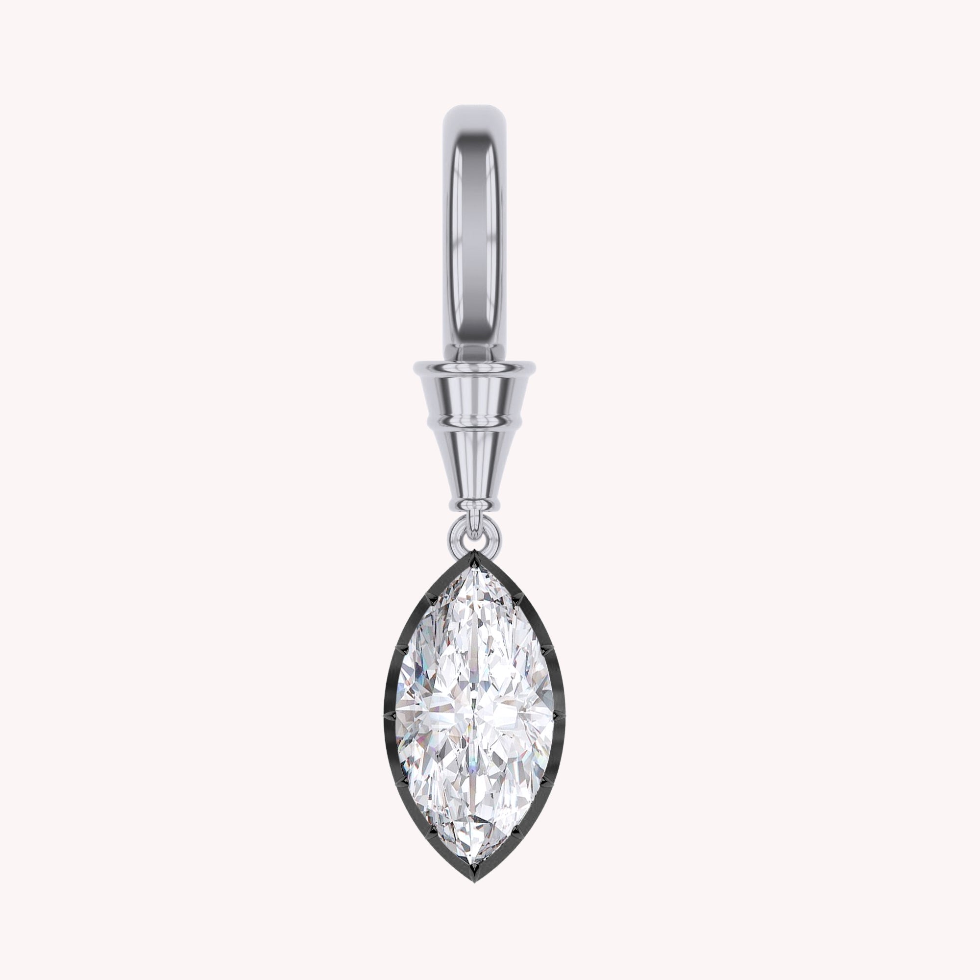 Solitaire Charm Two Tone Pendant Marquise Shape 4.00 Carat Lab Created Moissanite