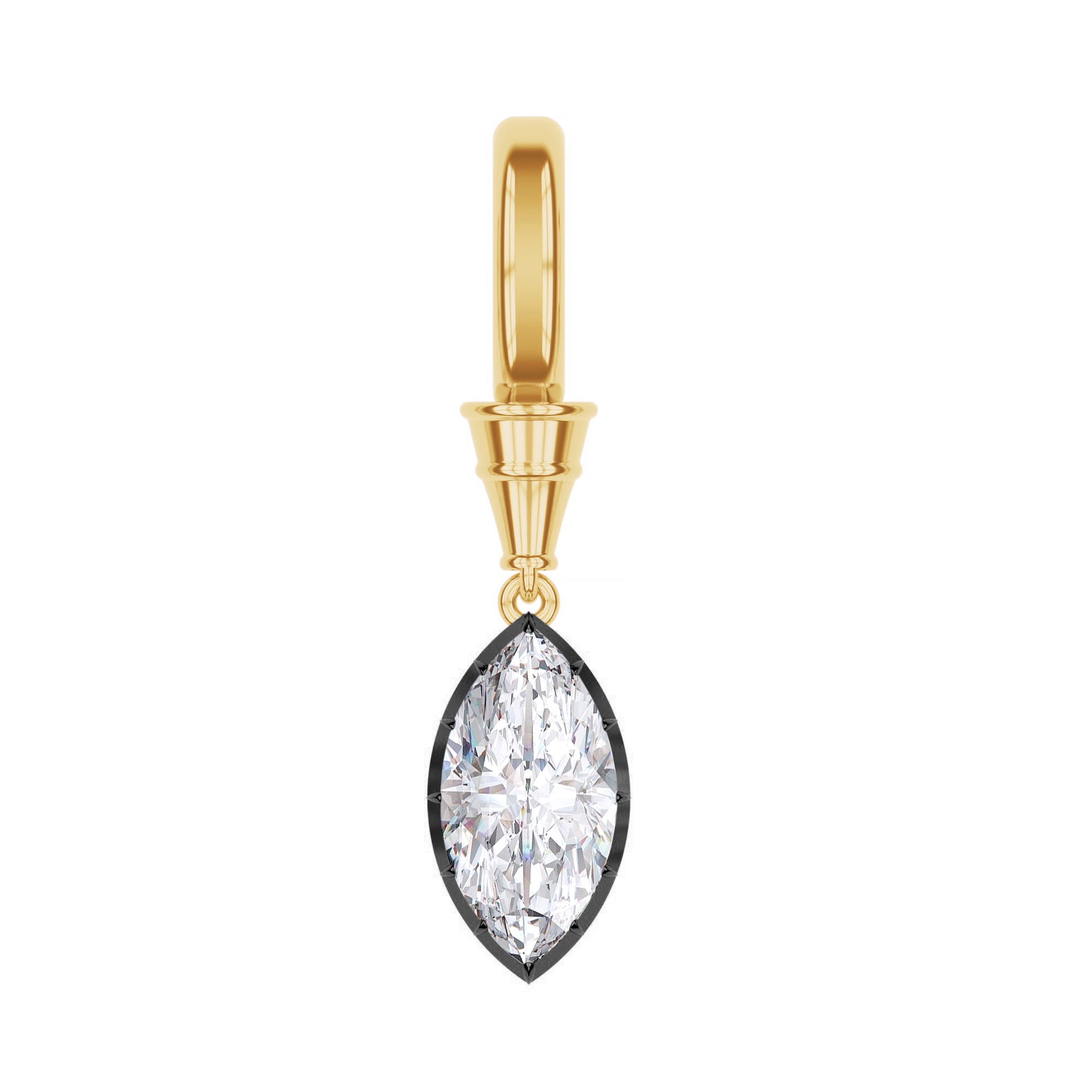 Solitaire Charm Two Tone Pendant Marquise Shape 4.00 Carat Lab Created Moissanite