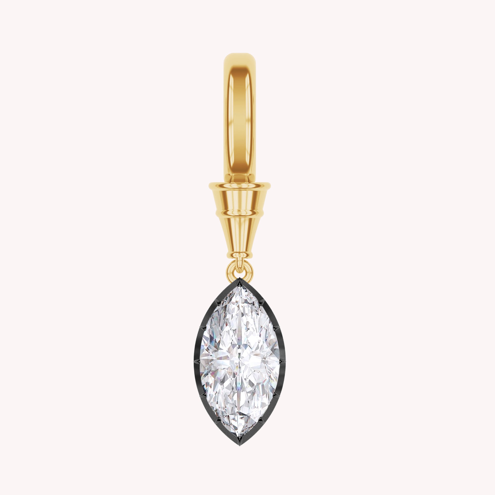 Solitaire Charm Two Tone Pendant Marquise Shape 4.00 Carat Lab Created Moissanite