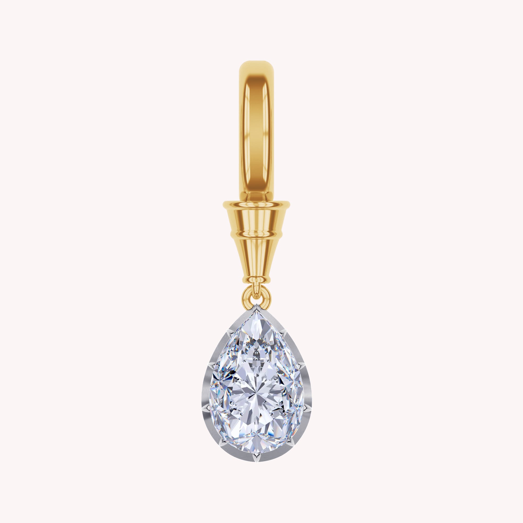 Solitaire Charm Pendant Bracelet Necklace Two Tone Pendant Multi Shape 3.00 Carat Lab Created Moissanite