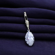 Solitaire Charm Two Tone Pendant Marquise Shape 4.00 Carat Lab Created Moissanite