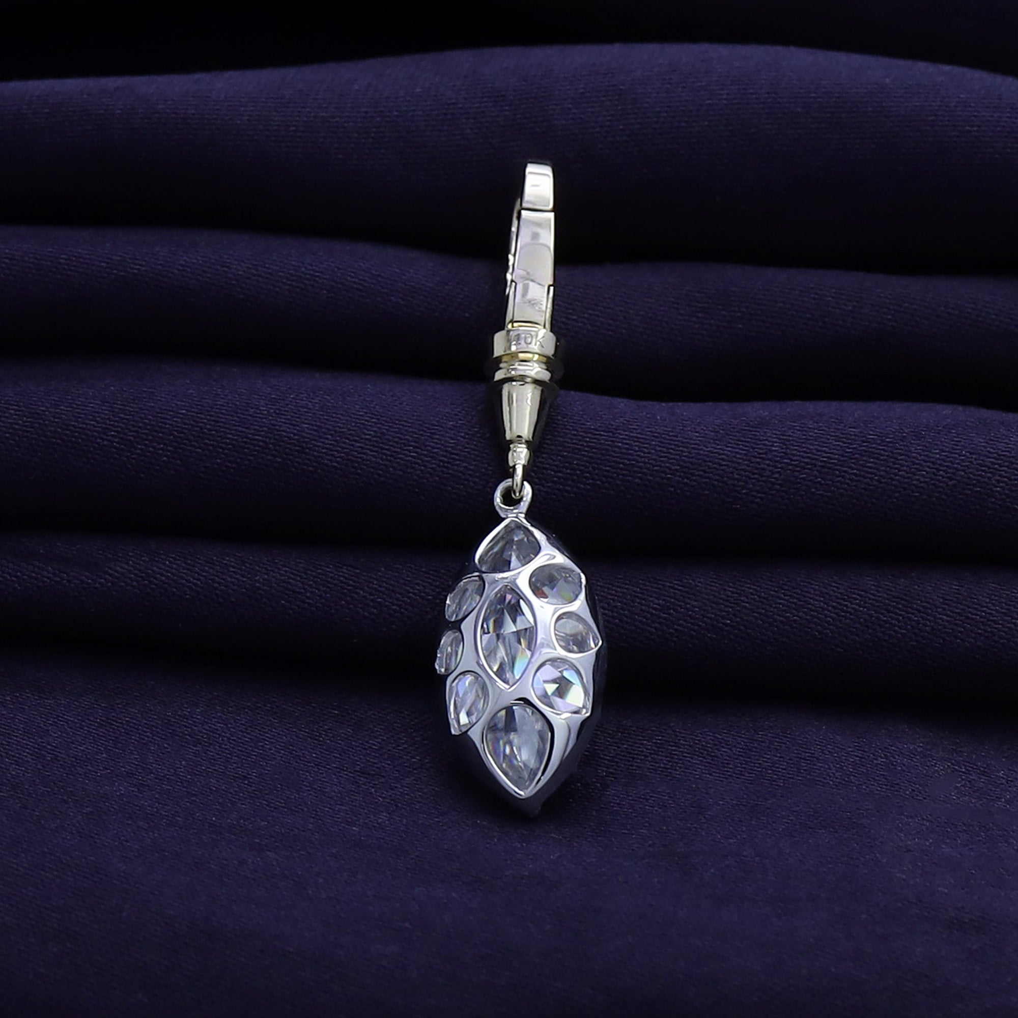 Solitaire Charm Two Tone Pendant Marquise Shape 4.00 Carat Lab Created Moissanite