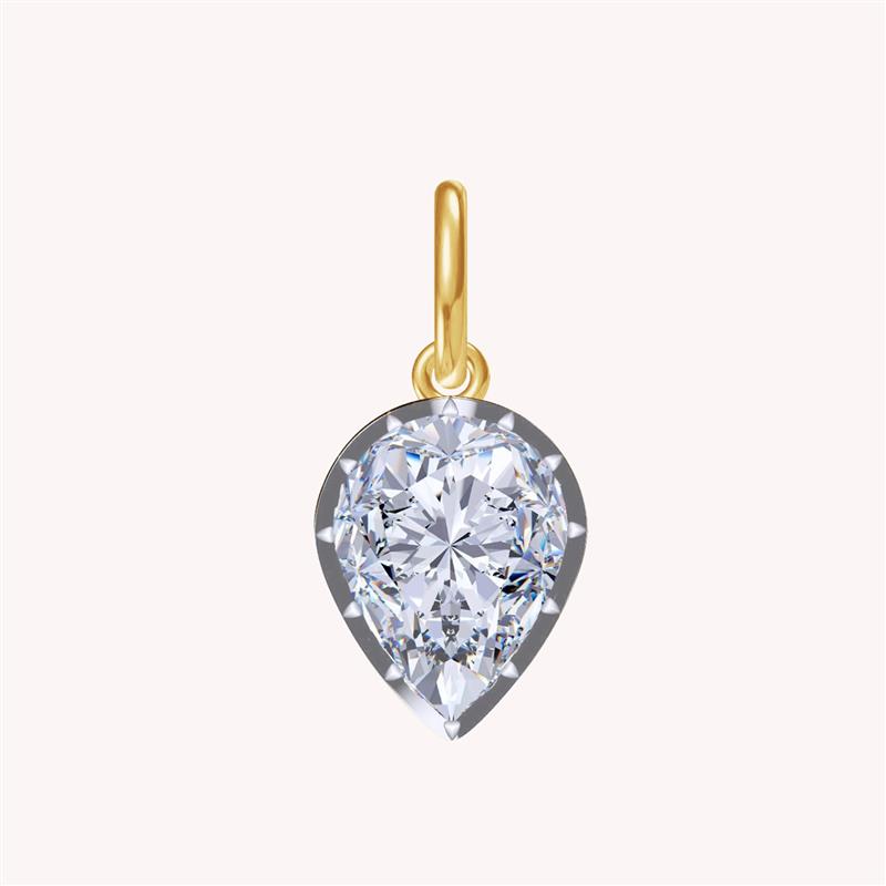 Lab Created Moissanite Pear Shape 11.20 Carat Georgian Pendant