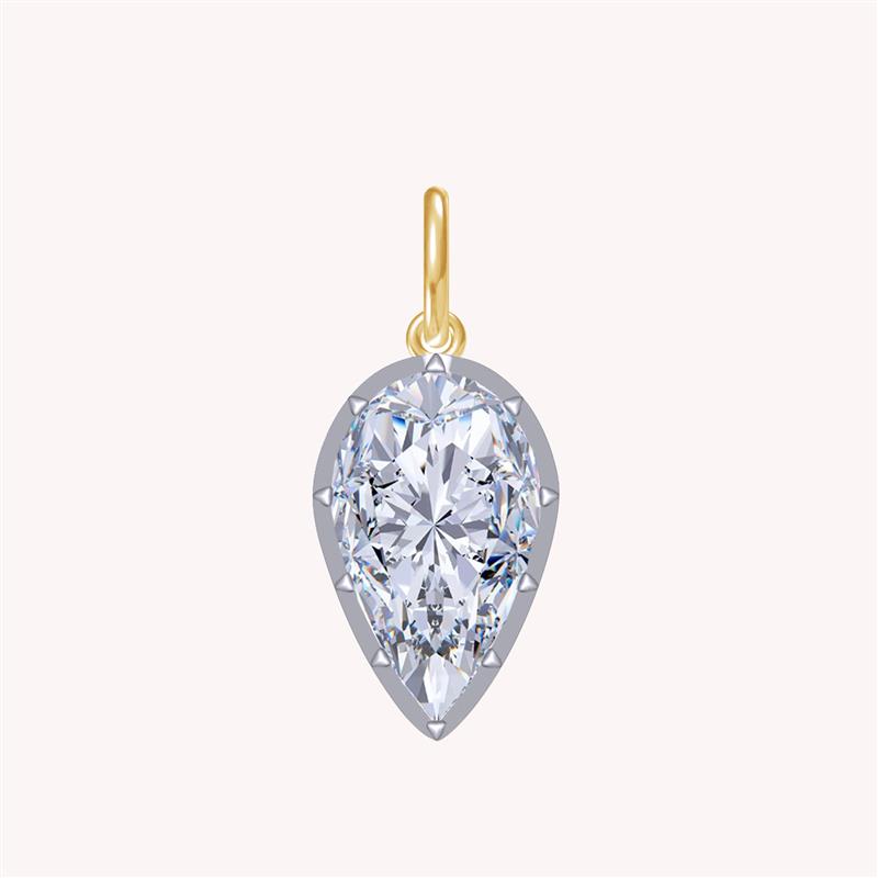 Lab Created Moissanite Pear Shape 25.00 Carat Georgian Pendant
