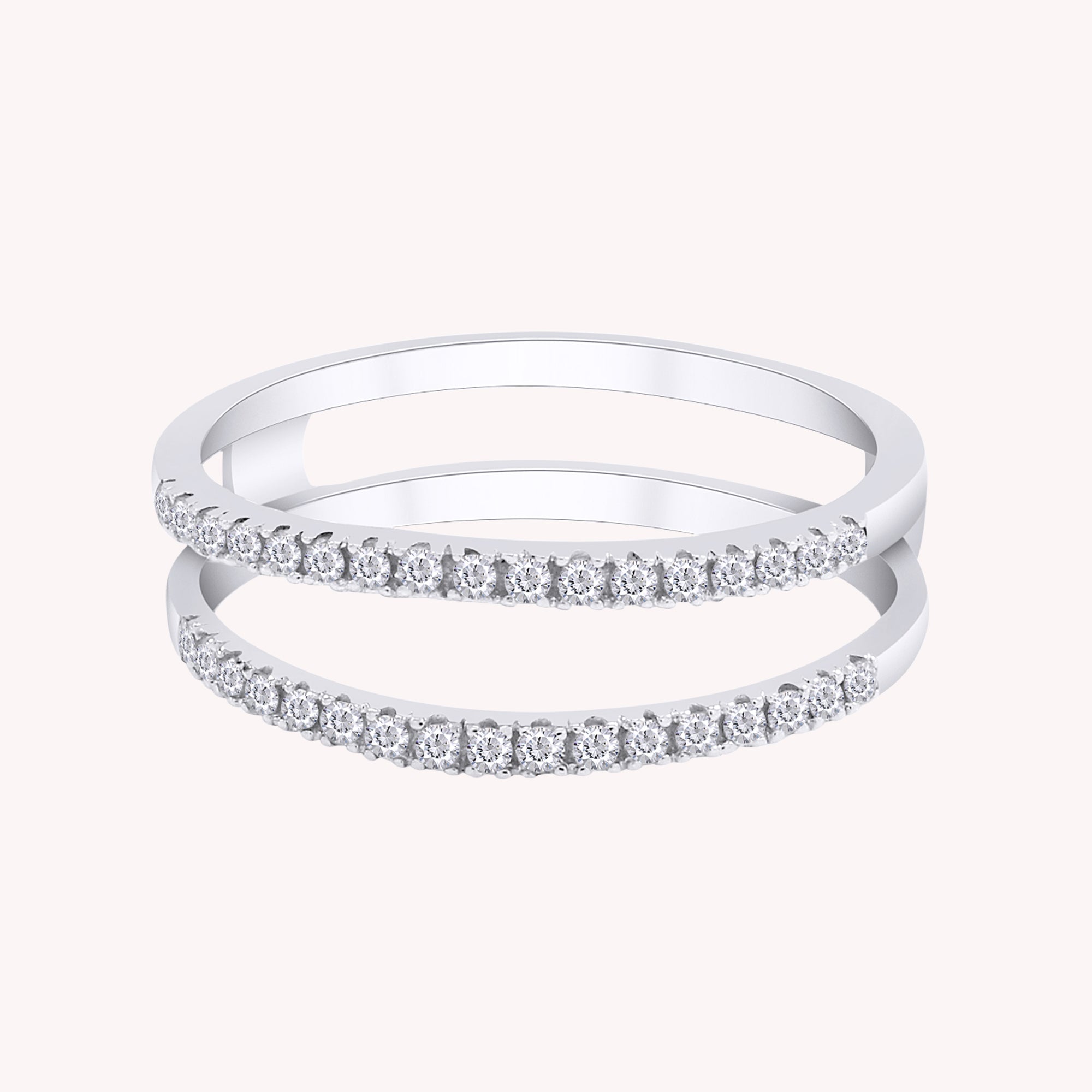 0.25 Carat Moissanite Enhancer Half Eternity Stackable Ring for Women in 10k Solid Gold