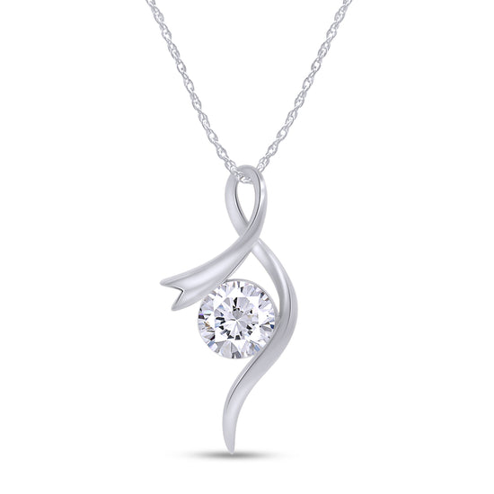 1 Carat 6.5MM Round Cut Lab Created Moissanite Diamond Infinity Pendant Necklace In 925 Sterling Silver (1 Cttw)