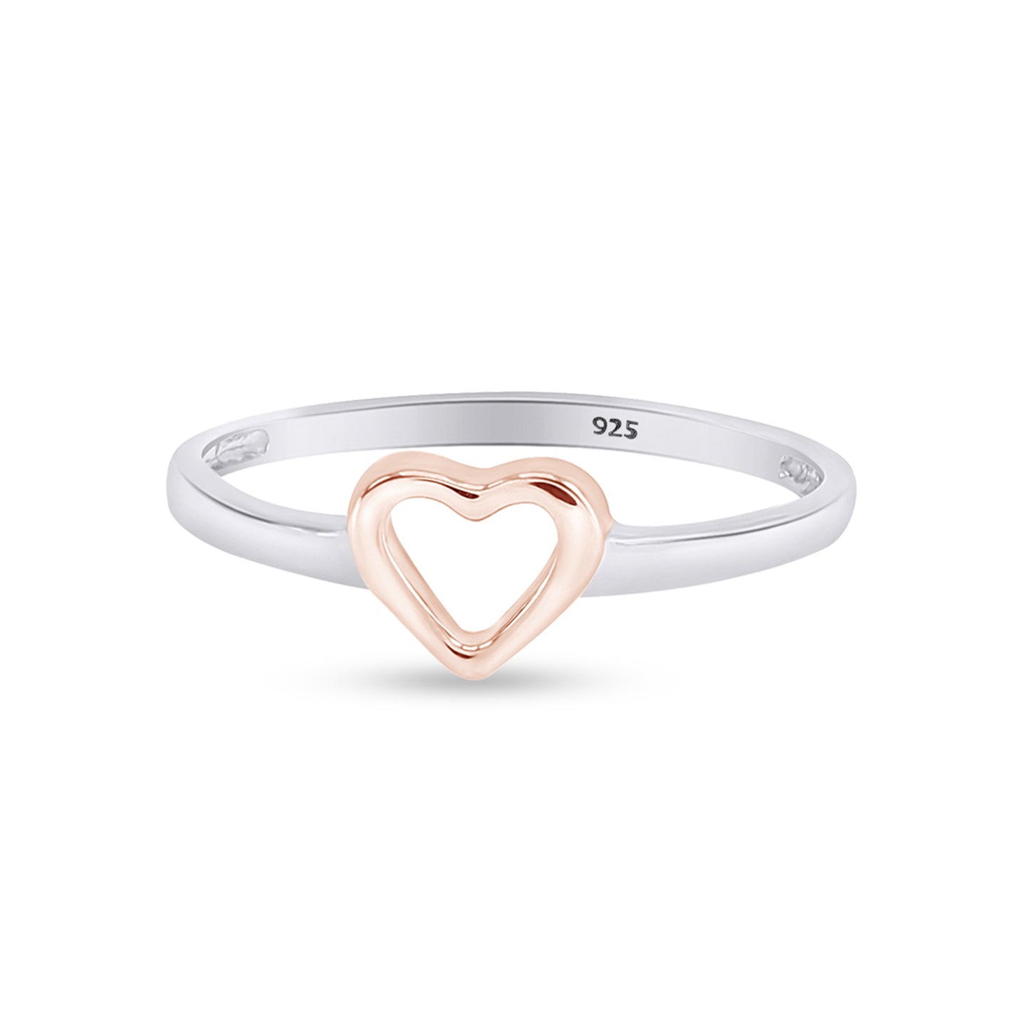 Open Heart Stackable Ring For Women In 925 Sterling Silver